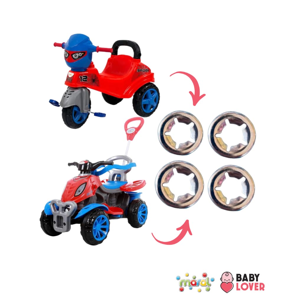 Kit 4 Arruela Anel Anilha para prender a Roda do Triciclo o Quadriclo Maral Spider Baby City