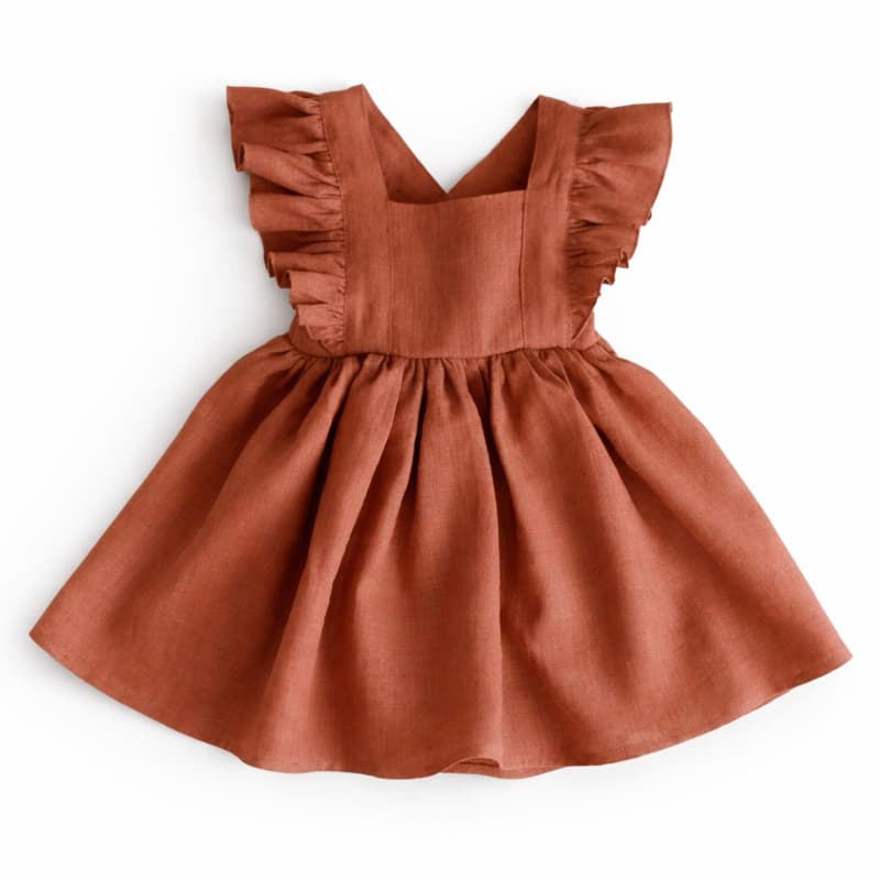 Vestido atemporal / menina/ de linho sem forro e sem laço / confortável para todas as ocasioes