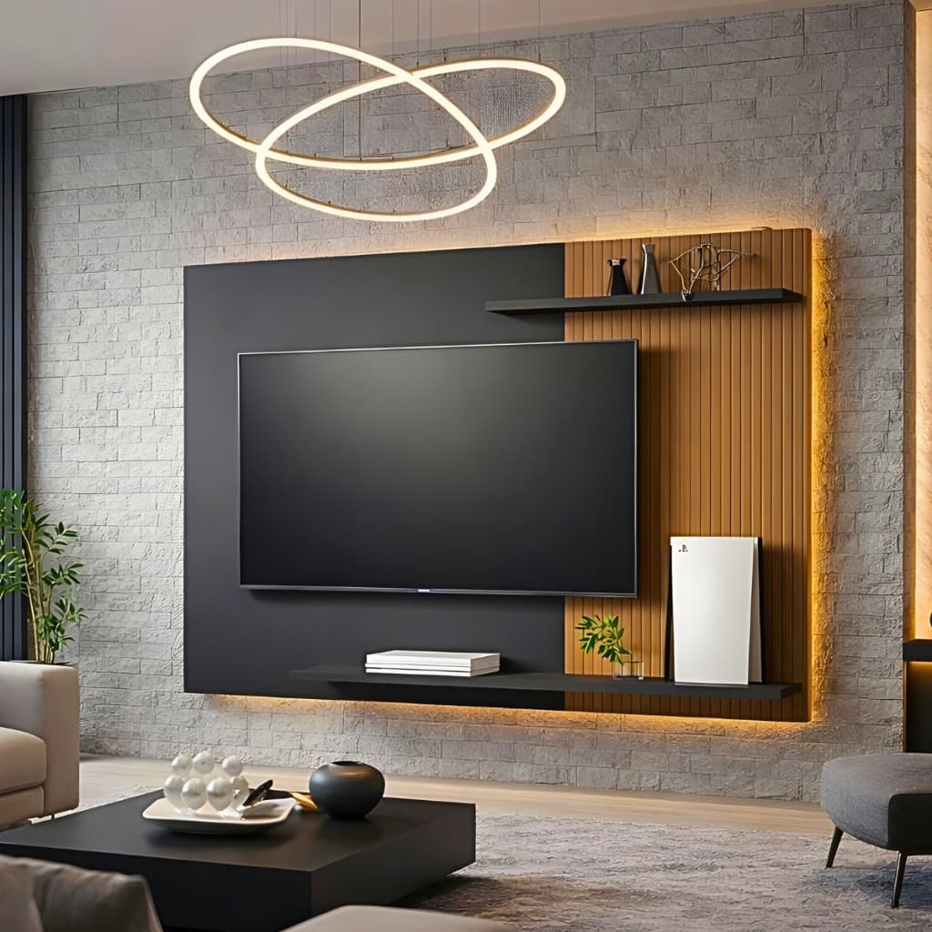 *OFERTA* Painel de Tv Sala e Quarto 50 Polegadas Suspenso com Nichos 03 Cores Moderno e Barato