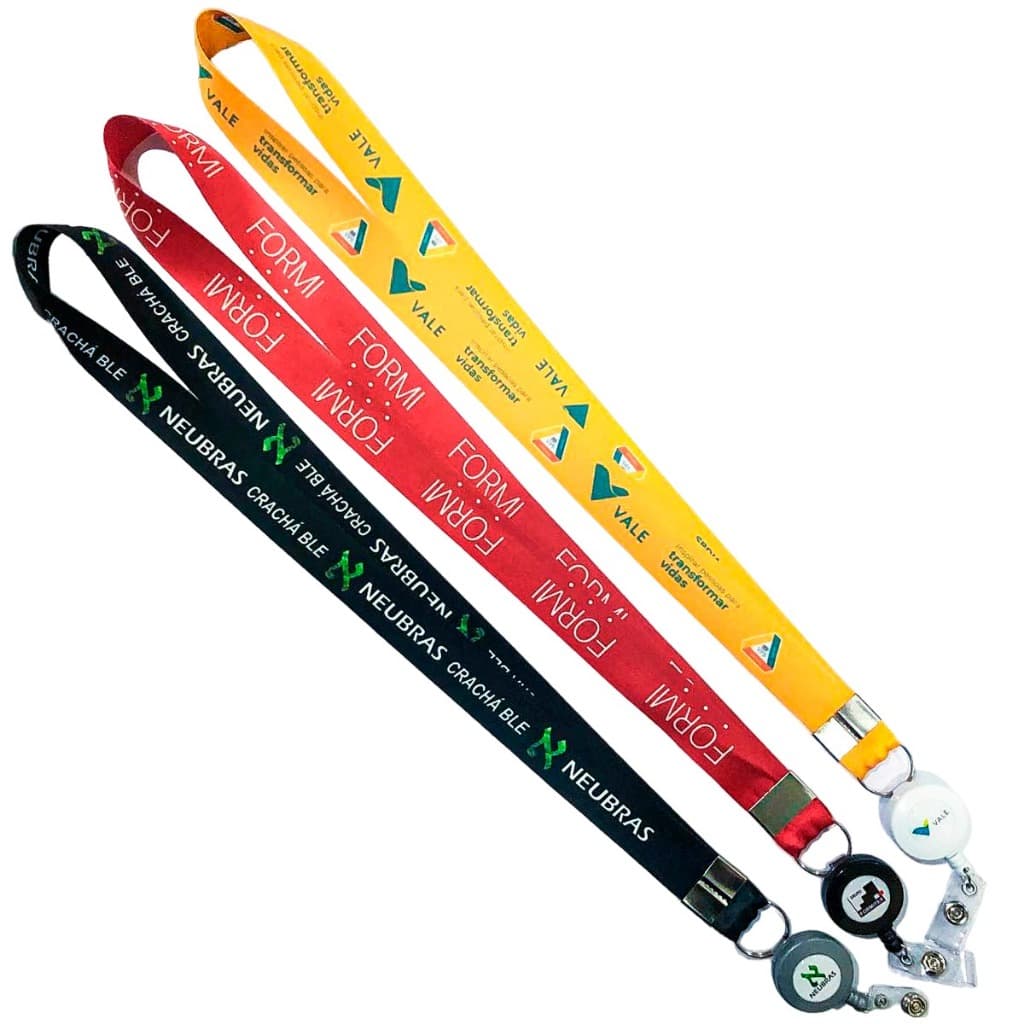 15 Cordões para Crachá 25mm & Roller Clip Personalizados