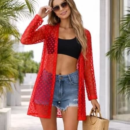 cardigan tule poá várias cores Aione Modas