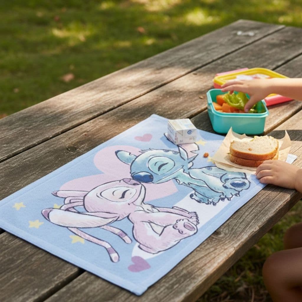 Toalha Lancheira Infantil Stitch 28×40 cm Lepper – Aveludada, Toque Macio e Secagem Rápida