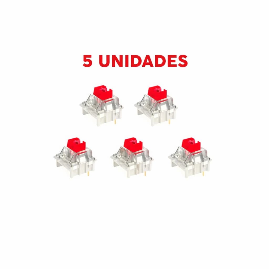 Kit 5 Switches Outemu Vermelho Linear para Teclado Mecânico