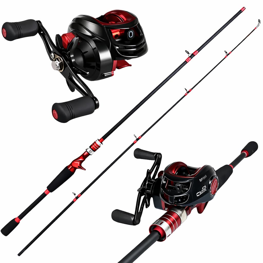 KIT DE PESCA PESCARIA CARRETILHA 19 ROLAMENTOS C/ VARA 1.80M CARBONO 15-35LB - 2 PARTES - TUCUNARE - ISCA ARTIFICIAL