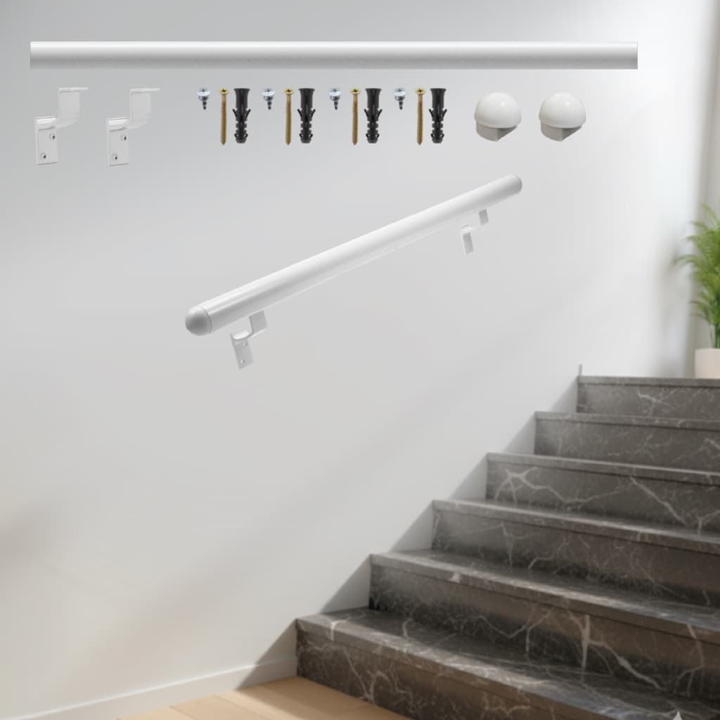 Corrimão Alumínio Para Escada 50 Centimetros Externo / Interno Cor Branco
