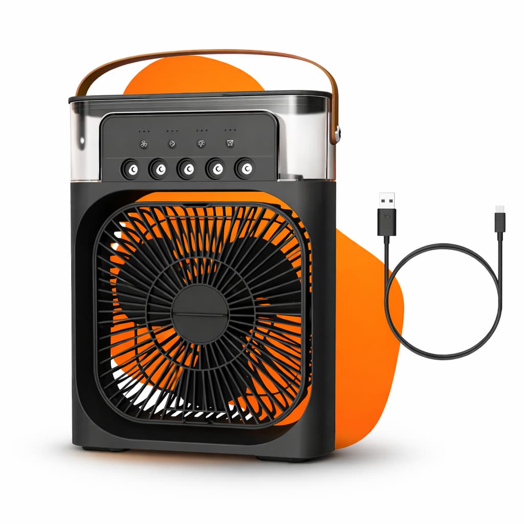 Mini Climatizador Ventilador Portátil Recarregável Mesa Ar Fresco Led