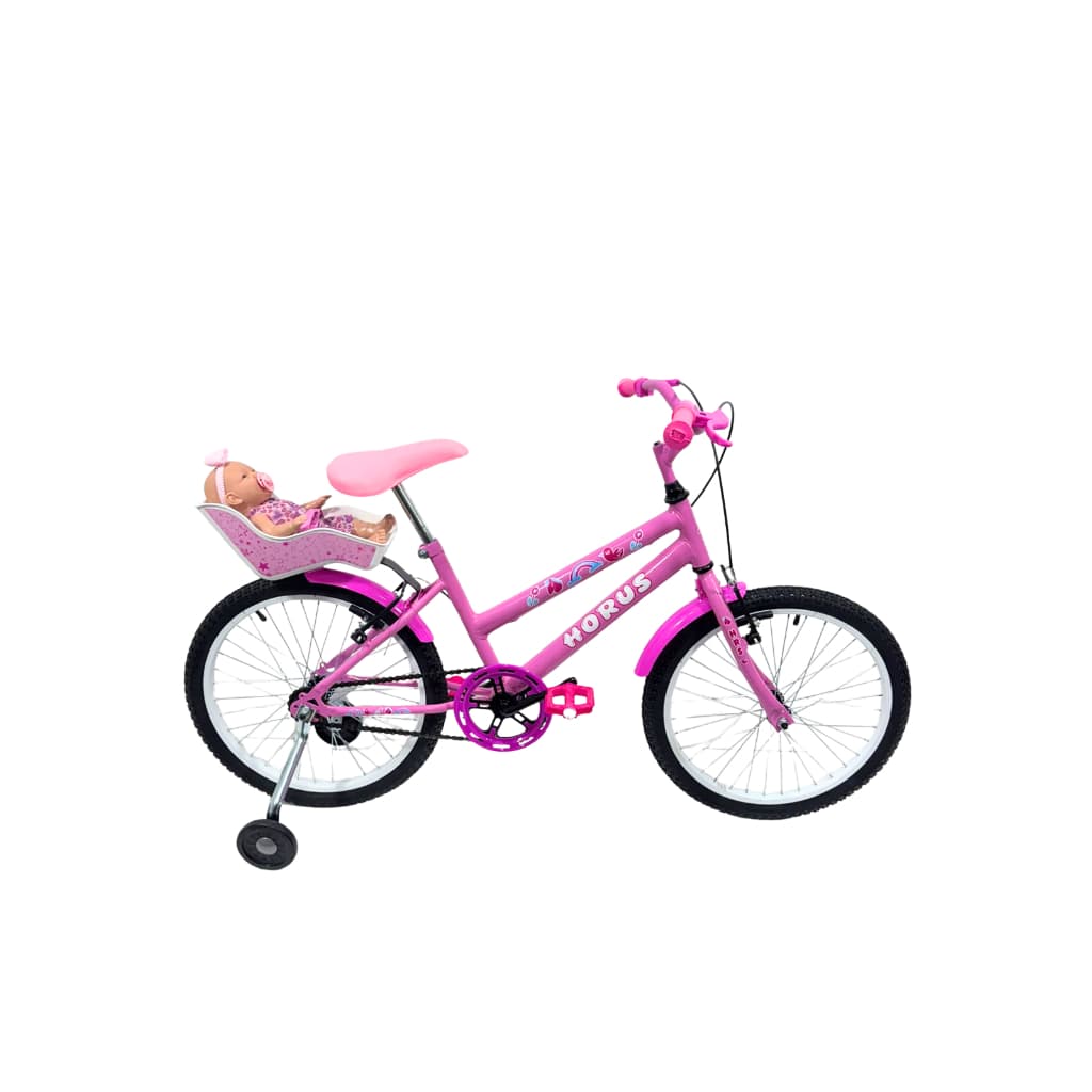 Bicicleta Infantil Aro 20 Feminina Doll + Cadeirinha + Boneca Horus