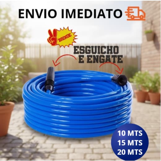 Kit Mangueira Jardim Lisa Reforçada com Esguicho e Engate Rápido - Pronta para Uso (Vários Tamanhos)