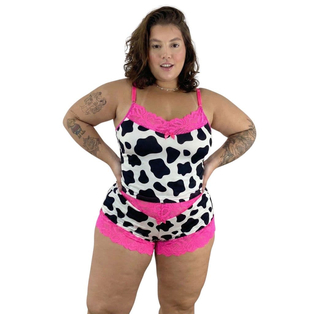 Pìjama Baby Doll Plus Size Estampado C/ Renda Roupa de Dormir Fresquinha