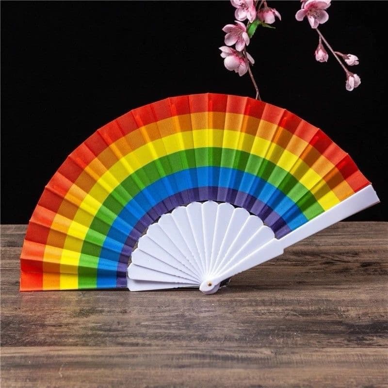 Leque de Mão Arco-Iris LGBTQIA+ Carnaval Festa