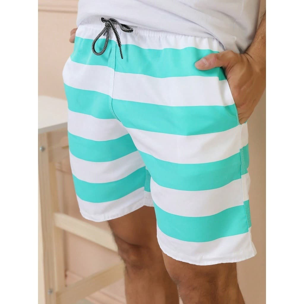 3 Short Tactel Grosso Masculino Mauricinho Adulto Surf Praia Piscina Secagem Rápida Academia Bermuda Verão listrada