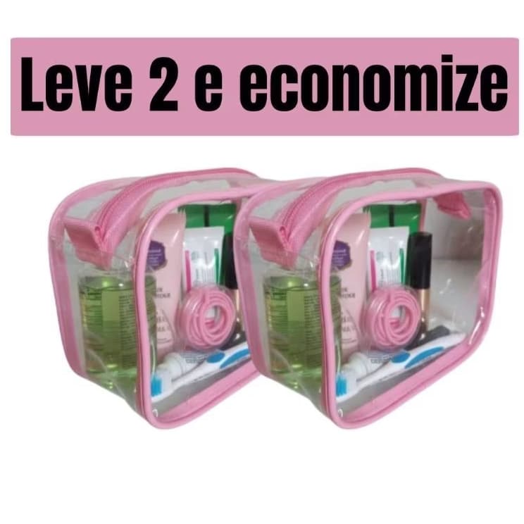 Kit 2 Necessaires Femininas Transparentes para Maquiagem e Viagem – Resistente
