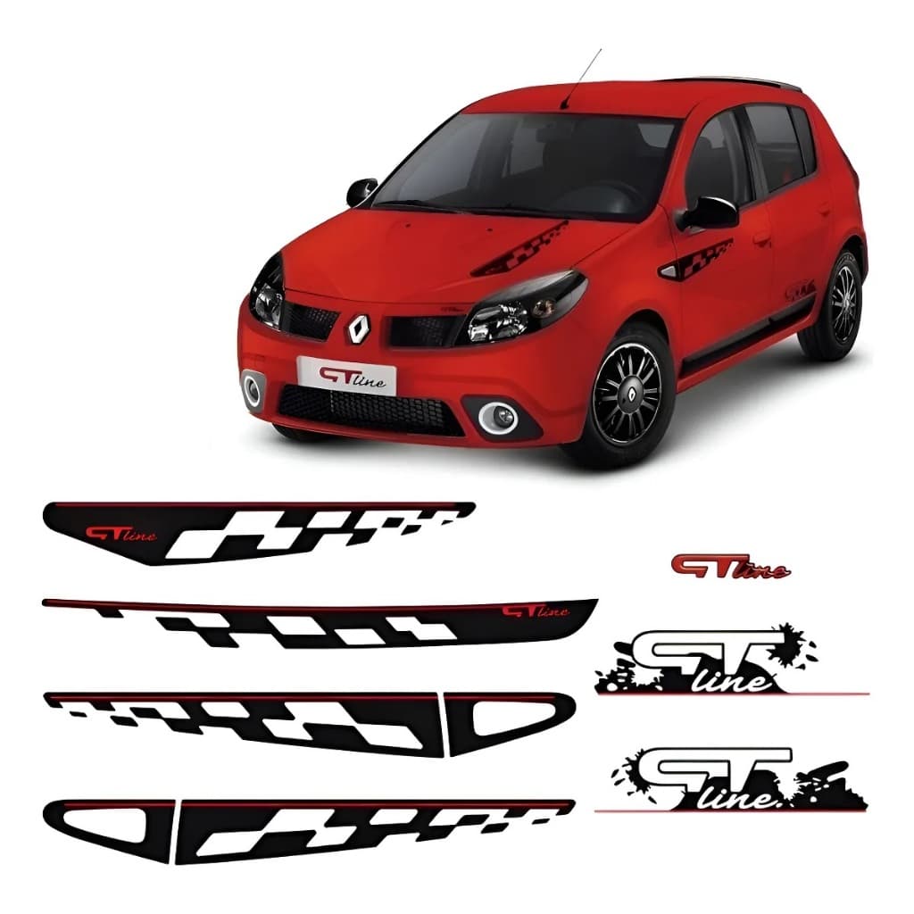 Kit Faixa Sandero Gt Line 2011 Adesivo Lateral Traseiro Capô