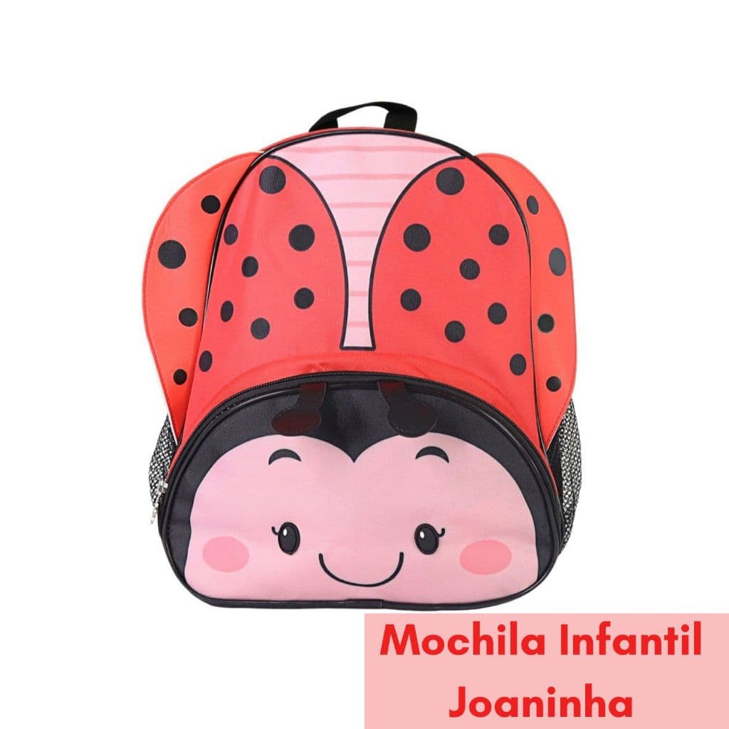 Mochila Infantil Joaninha - Animais Passeio Viagem Alças Ajustáveis Resistente Escolar
