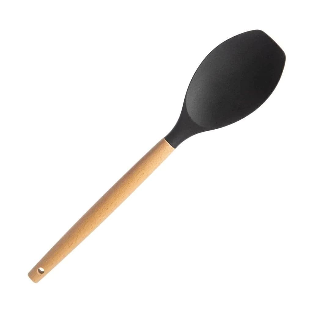 Colher de Cozinha Premium em Silicone com Cabo de Madeira – Resistente ao Calor
