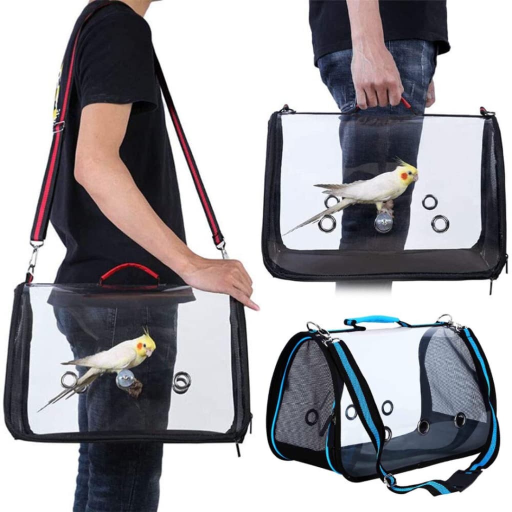 Bolsa Pássarinho Mala Caixa Transporte Pássaro Aves Papagaios Calopsita visão panorâmica