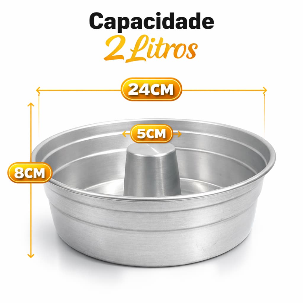 Forma de Bolo e Pudim Alumínio 22cm com Cozimento Uniforme