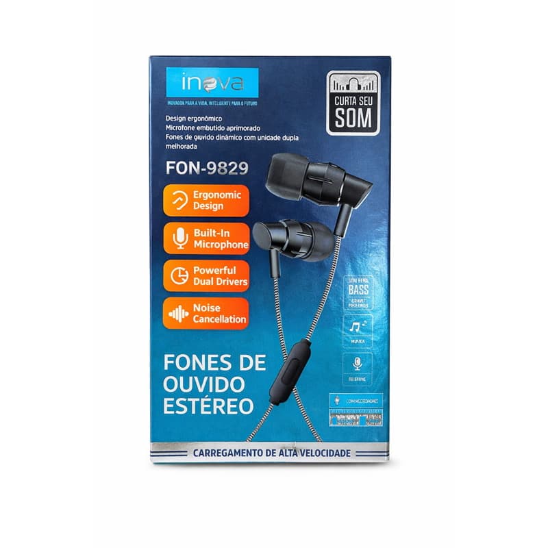 fone de ouvido inova fon 9829 com ótima qualidade de áudio compatível com smartphone computadores