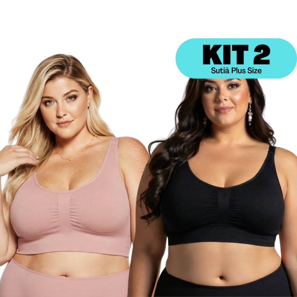 Kit 2 Sutiãs Adulto Plus Size Alças Largas Confortável Com Modelagem Anatomica