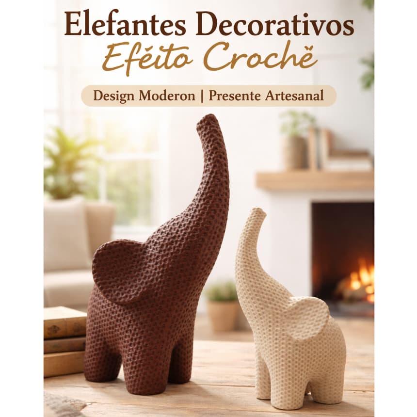 Elefante Decorativo 15cm e 10cm Decoração Enfeite Sala Escritório Mesa I Prosperidade Abundância
