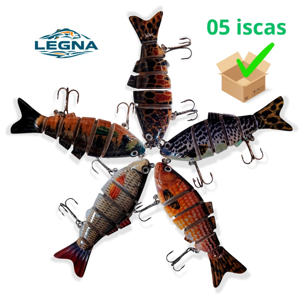 Isca Artificial Lambari Articulada Realista Swimbait Para Pesca – Kit 5 Unidades
