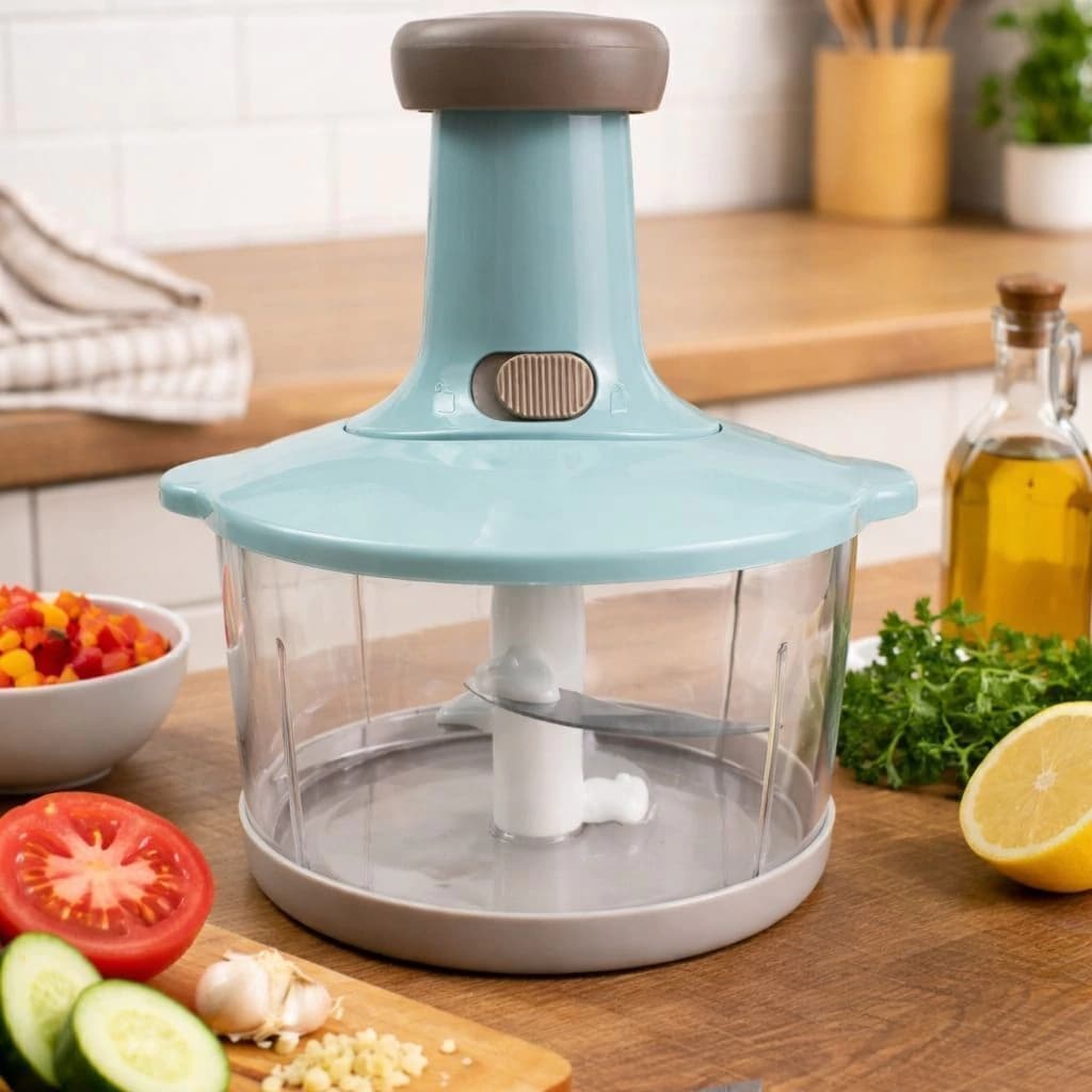 Processador de Alimentos Manual Multiuso 3 Lâminas Compacto Cozinha Triturador Picador de Legumes