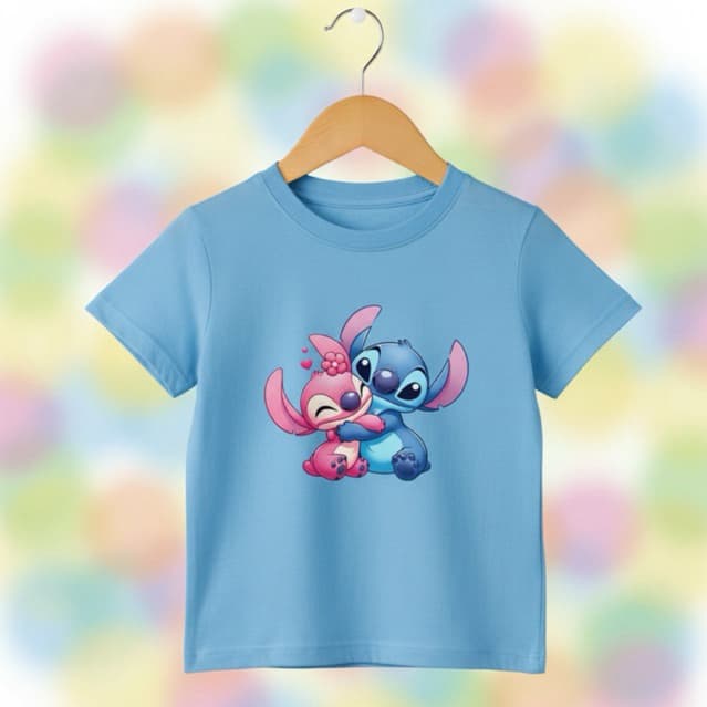 Camiseta Infantil Stitch algodão confortável unissex fofa desenho personagem para o dia a dia