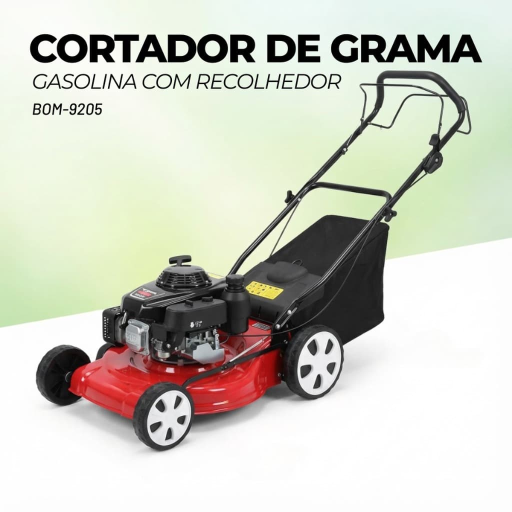 Cortador Grama Gasolina Com Recolhedor 3000rpm 7 Marchas Vermelho BOMVINK 41cm BOM-9205