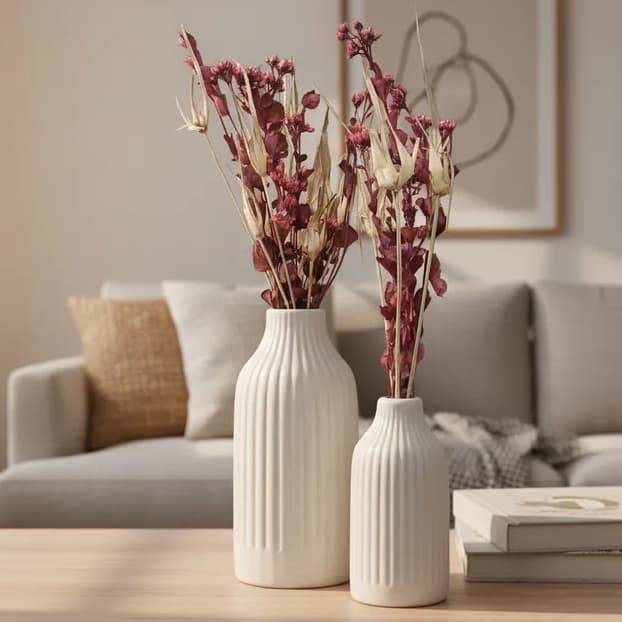 dupla de vasos decorativos em ceramica riscado decoração de sala e casa