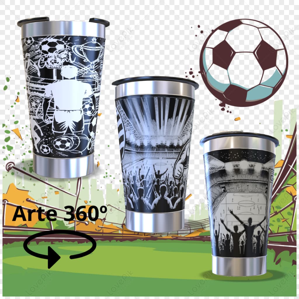 Copo térmico 473ml arte 360º graus no copo inteiro do seu time torcida futebol ideias PAIXÃO POR FUTEBOL