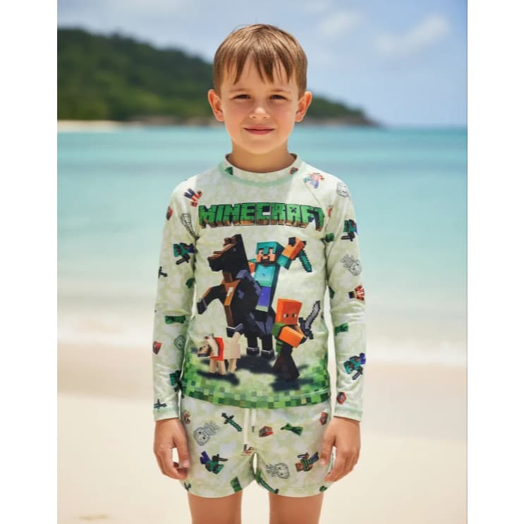 Roupa de Banho Minecraft Com proteção UV50
