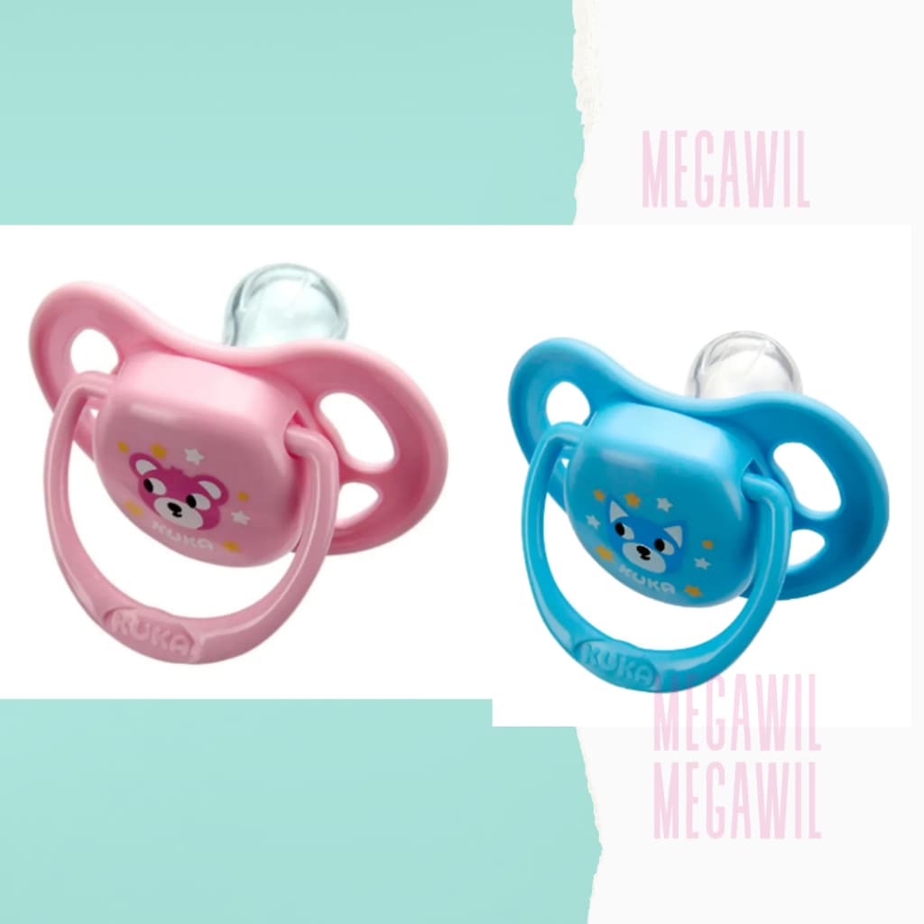 Chupeta Kuka Smart N°2  Bico Redondo Silicone Acima de 6 Meses Ursinha  Azul E Rosa
