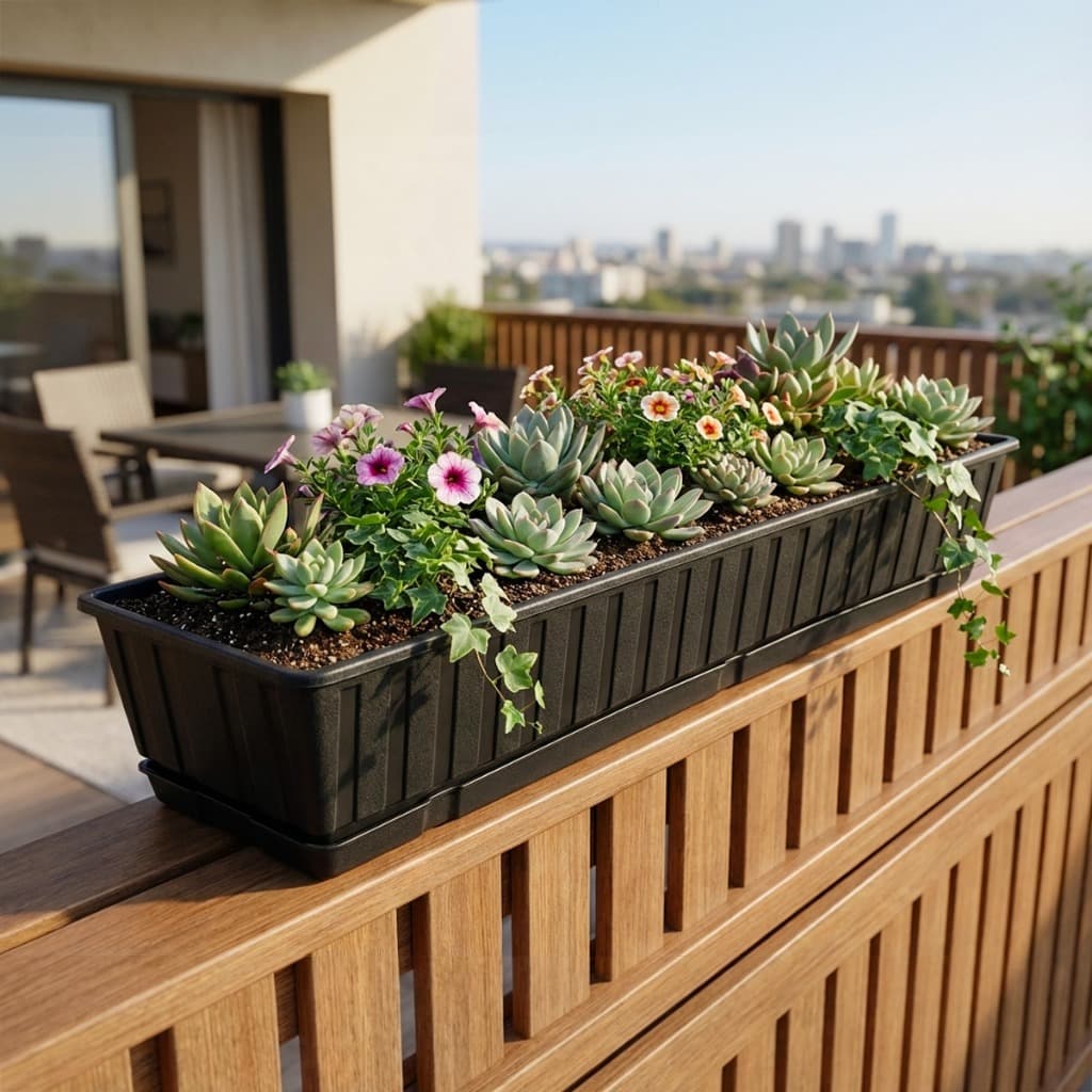 Jardineira Floreira Grande 75cm com Prato para Flores Temperos Plantas Horta