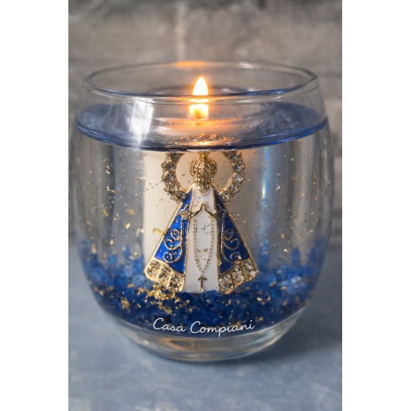 Vela Luminária Nossa Senhora Aparecida Aromática com Refil | Vela Religiosa para Oração (Espírito Santo e São Jorge)