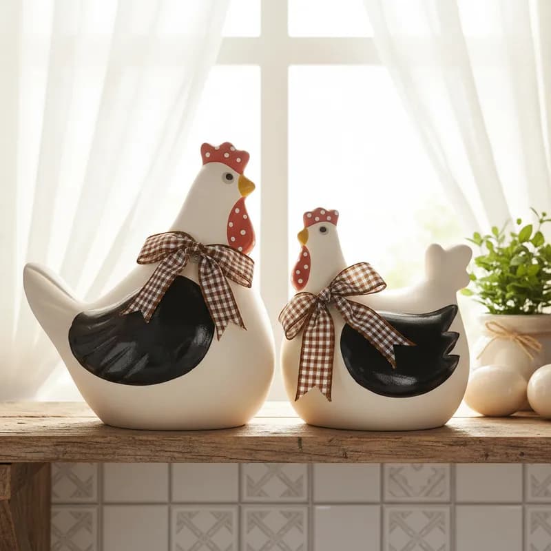 Casal De Galo E Galinha Decorativo Enfeite De Cozinha