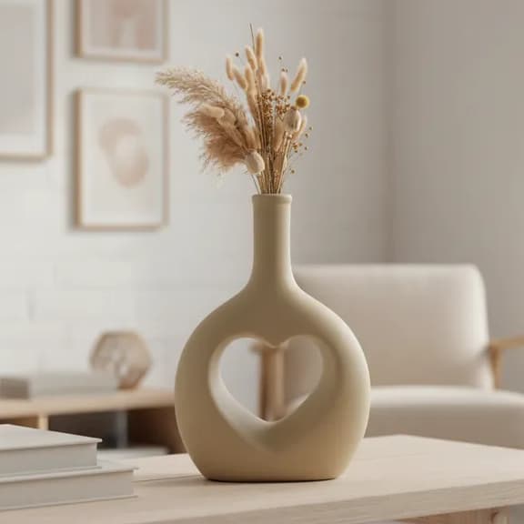 Vaso Decorativo Em Ceramica Para Arranjos DECORAÇÃO Casa Sala CORAÇÃO MD