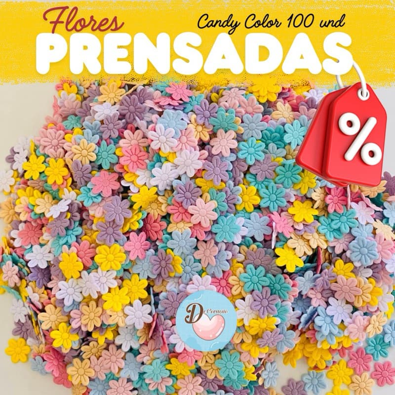 Aplique Flores Prensadas 100 und - Candy Color para Laços de Cabelo, Artesanato, Decorativo e Customização.