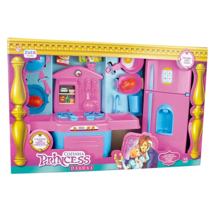 Brinquedo Cozinha Princess Deluxe Infantil | Cozinha Completa Faz de Conta | Zuca Toys +3 Anos