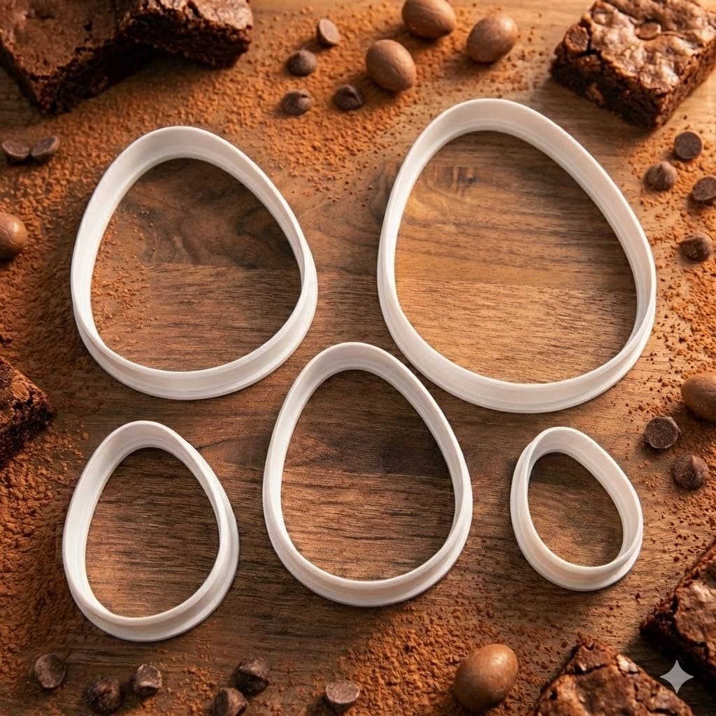 Kit 4+1 brinde Cortadores Ovo de Páscoa Brownie - Tamanhos variados