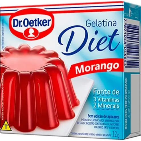 Kit c/ 12un Gelatinas Diet Morango 12g - Dr.Oetker