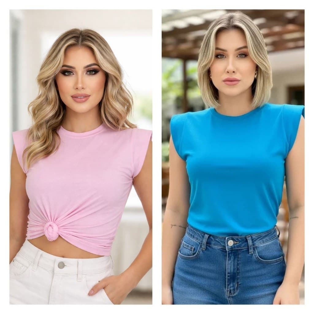KIT 2 BLUSAS MUSCLE TEE FEMININA – T-SHIRT TENDÊNCIA DA MODA