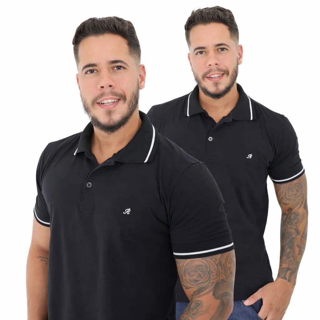 camiseta gola polo masculina lisa básica confortável 100% algodão premium fio 30 frete grátis