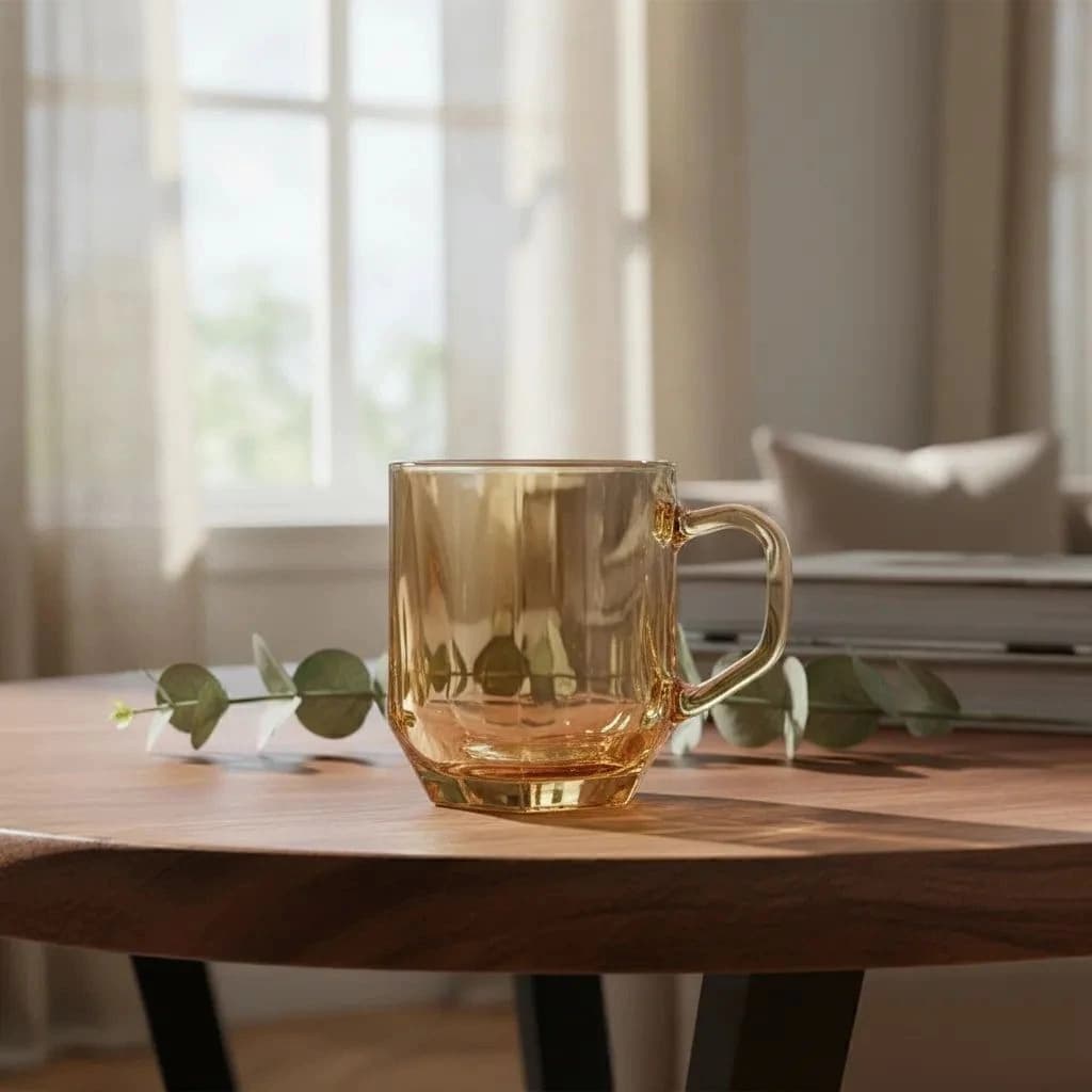 Jogo canecas vidro dourado 6 peças café chá xícaras transparentes copo cozinha elegante