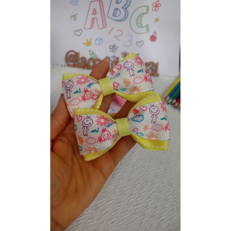 par de laço escolar/laço escolar/volta às aulas/laço na xuxinha/