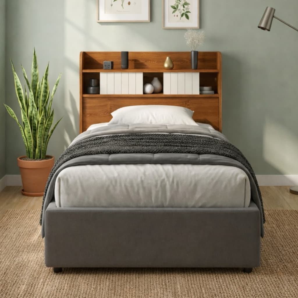 Cabeceira Dubai Solteiro MDF Quarto Cama Box Prateleira Com Armazenamento Porta De Correr