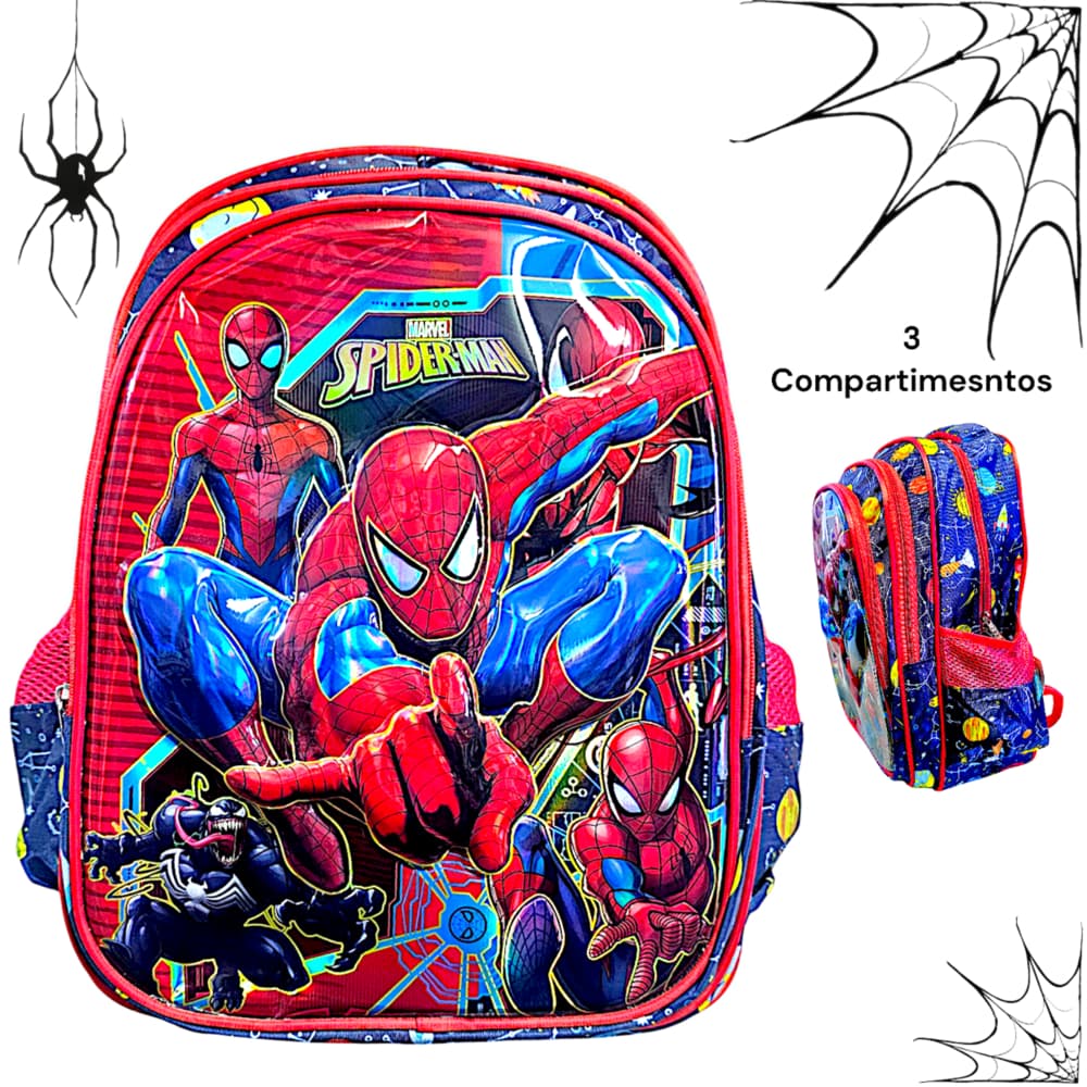 Mochila De Costas Homem Aranha Menino Escolar Infantil