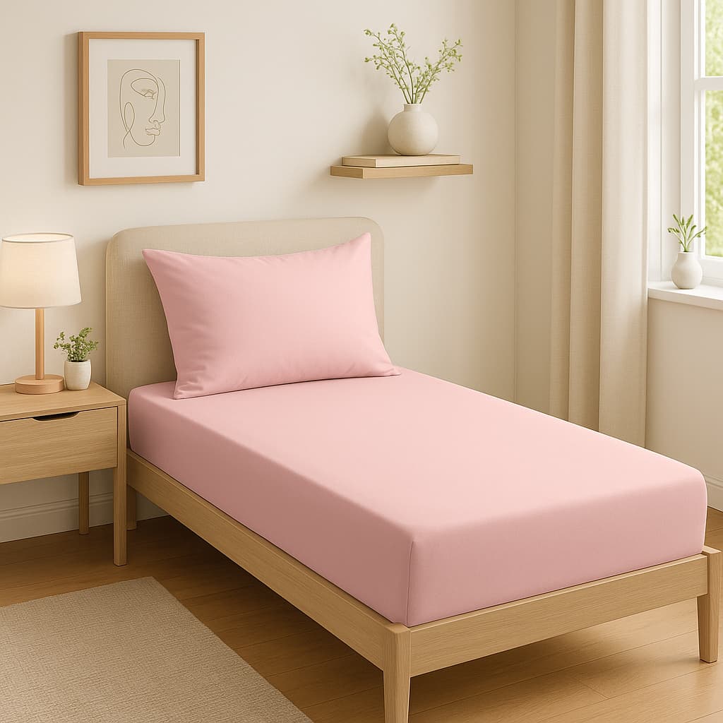 Lençol Jolitex Toque de Seda 300 Fios Solteiro Rose 2 Peças