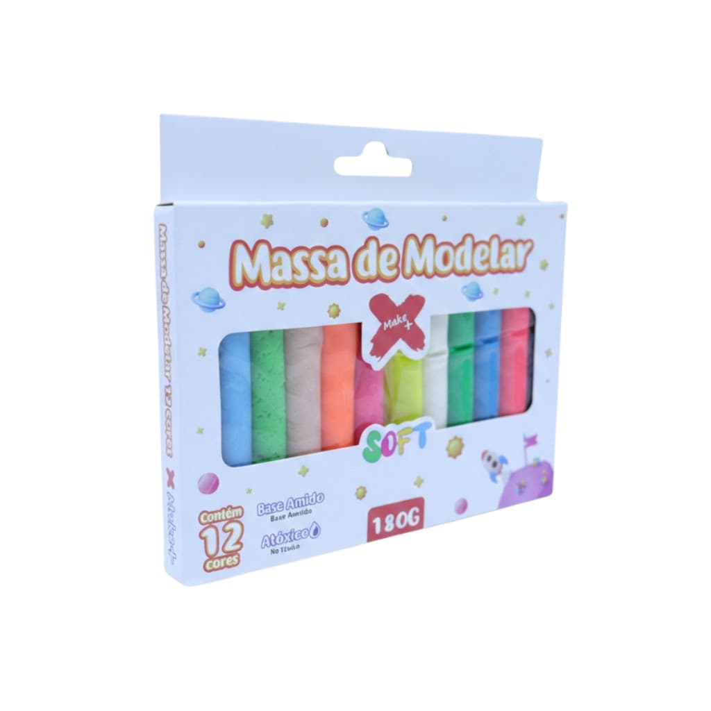 Display Massa De Modelar Make+ Soft 12 Uni Sortidas 180gr