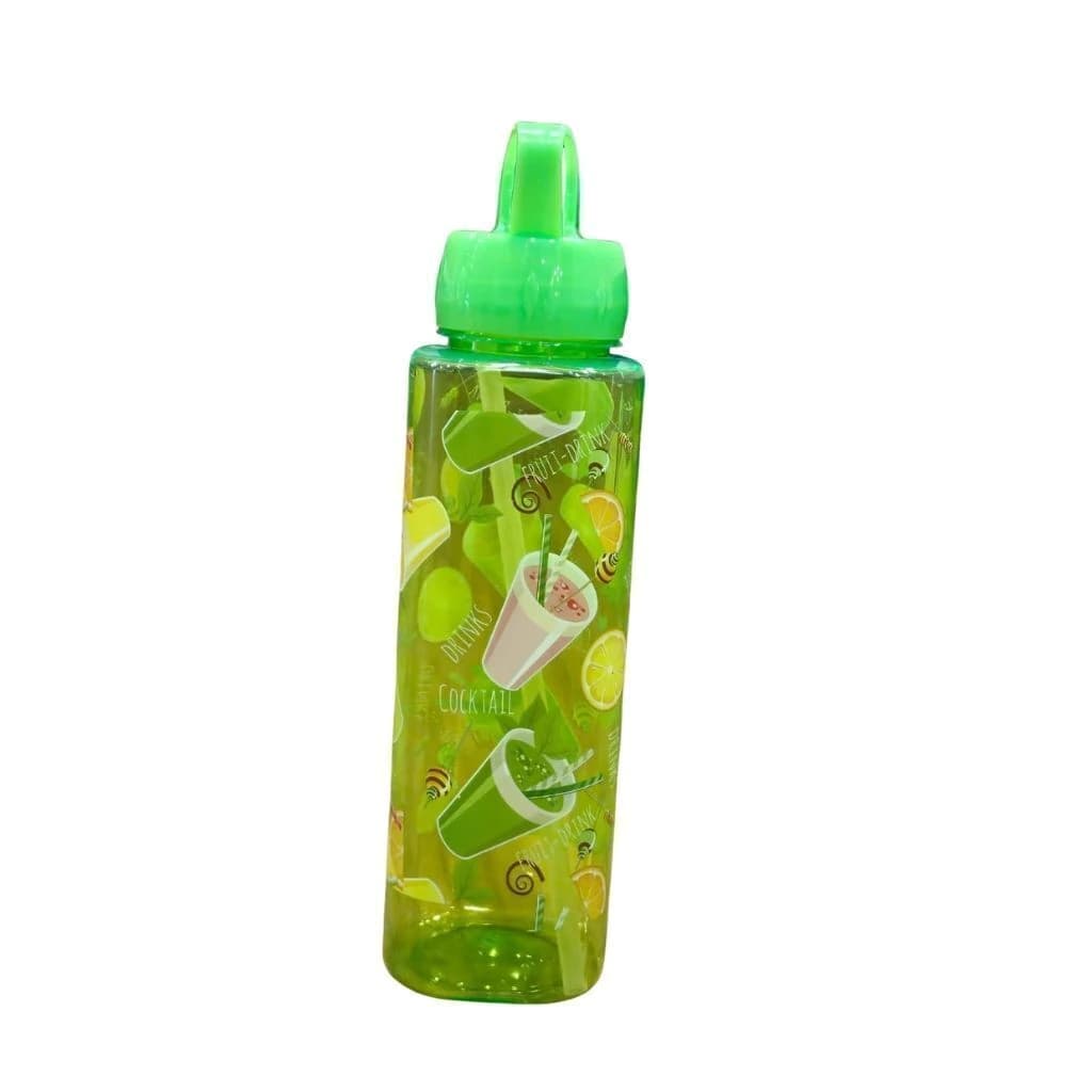 Garrafa Água 750ml Com Canudo Infantil Estampada Plástico Resistente Escola Passeio Livre de BPA