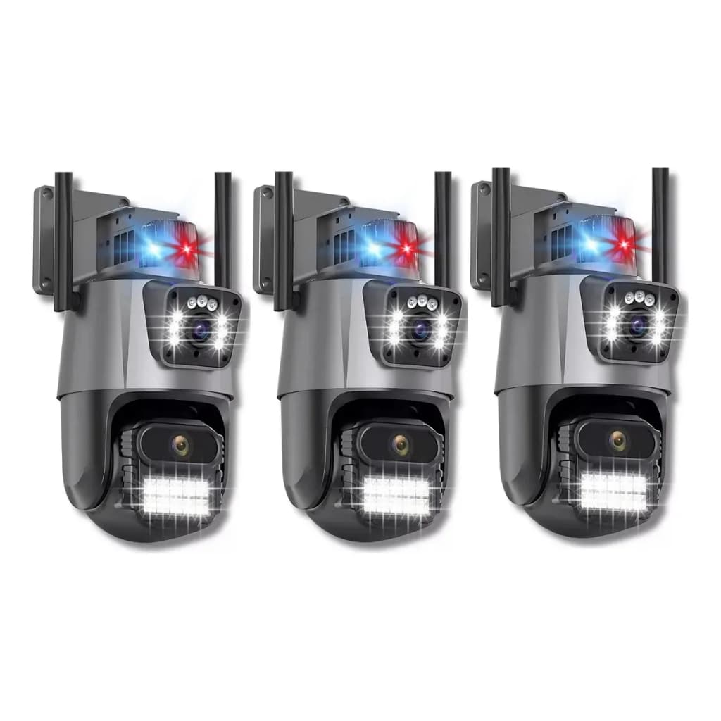 Kit 3 Câmeras Segurânça Ip Wifi App Icsse Lente Dupla 6mp Sirene